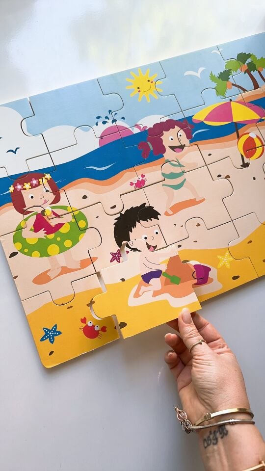 Ahşap Oyuncak Yaz Puzzle (Büyük Boy 20 Parça Ahşap) Mevsimler