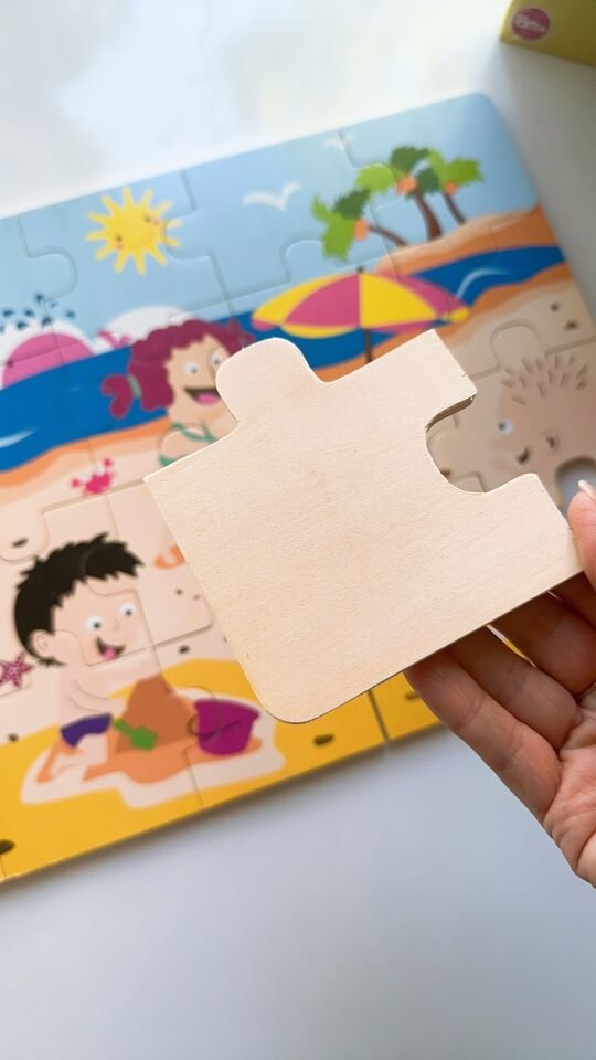 Ahşap Oyuncak Yaz Puzzle (Büyük Boy 20 Parça Ahşap) Mevsimler