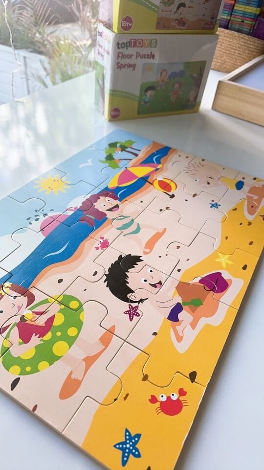 Ahşap Oyuncak Yaz Puzzle (Büyük Boy 20 Parça Ahşap) Mevsimler