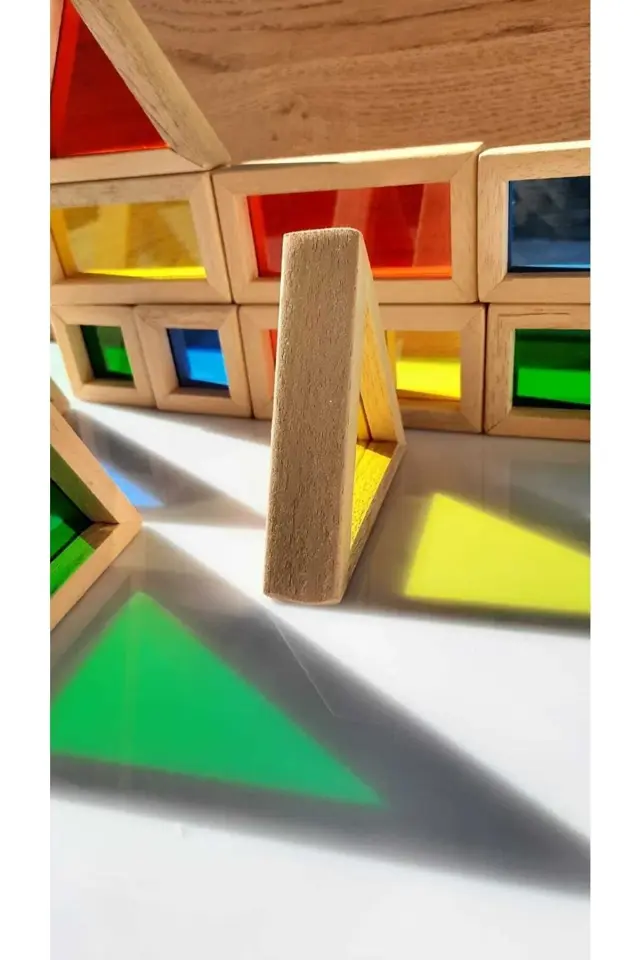 Ahşap Oyuncak Gökkuşağı Rainbow Blokları 12 Parça Rainbow
