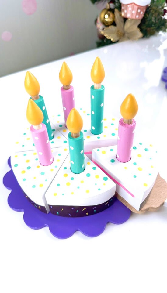 Ahşap Oyuncak Waldorf Doğum Günü Pasta Seti