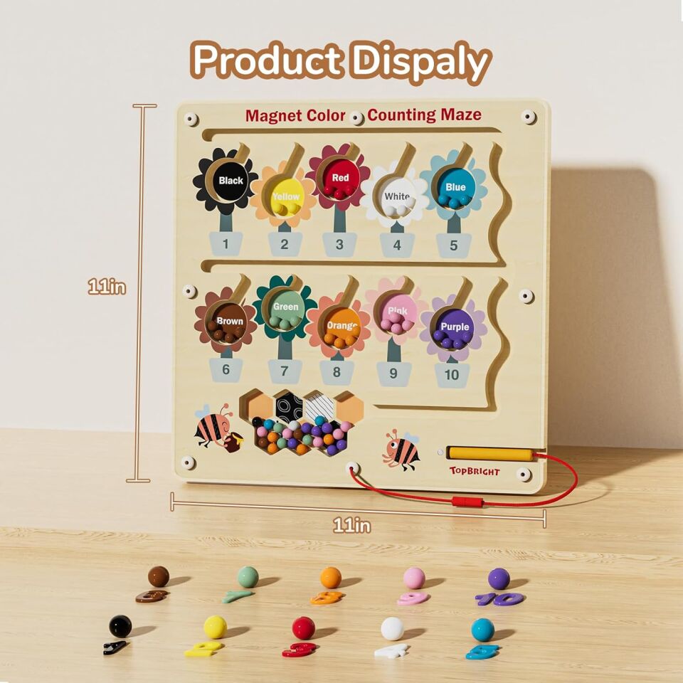 Montessori Ahşap Oyuncak Manyetik Arı Labirenti