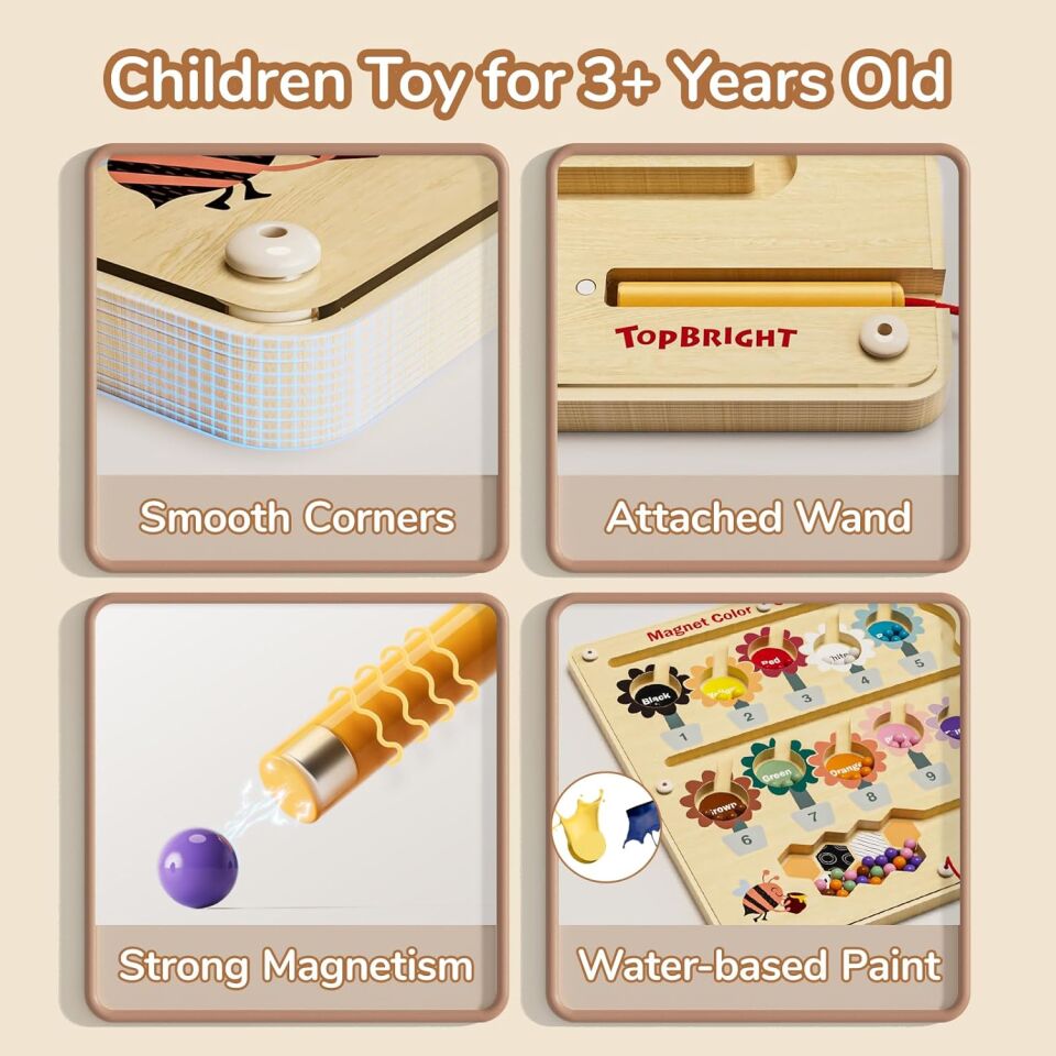 Montessori Ahşap Oyuncak Manyetik Arı Labirenti