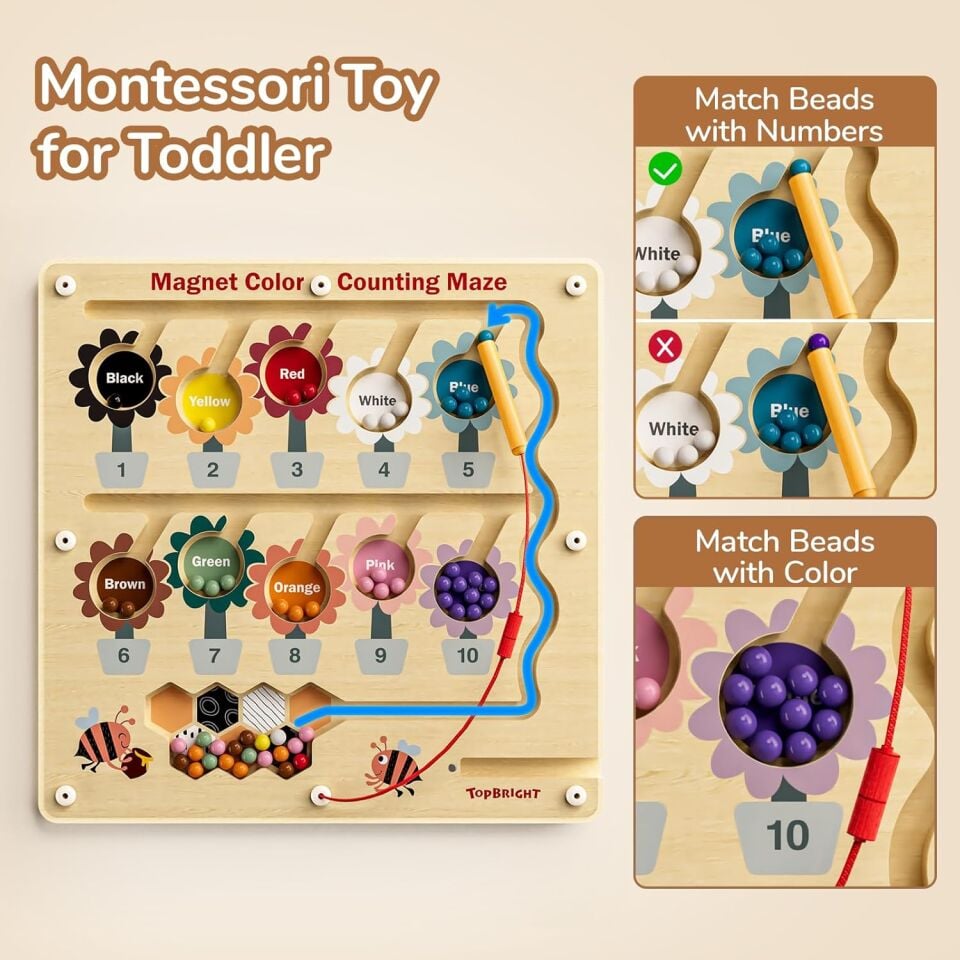 Montessori Ahşap Oyuncak Manyetik Arı Labirenti