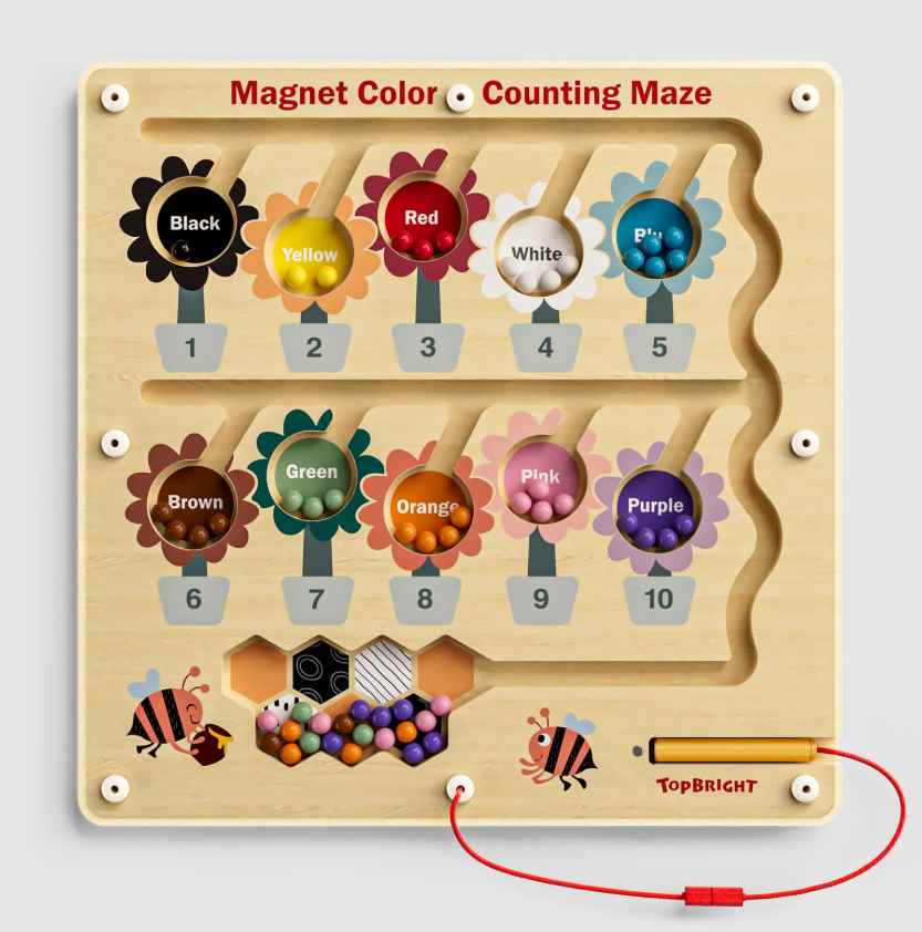 Montessori Ahşap Oyuncak Manyetik Arı Labirenti