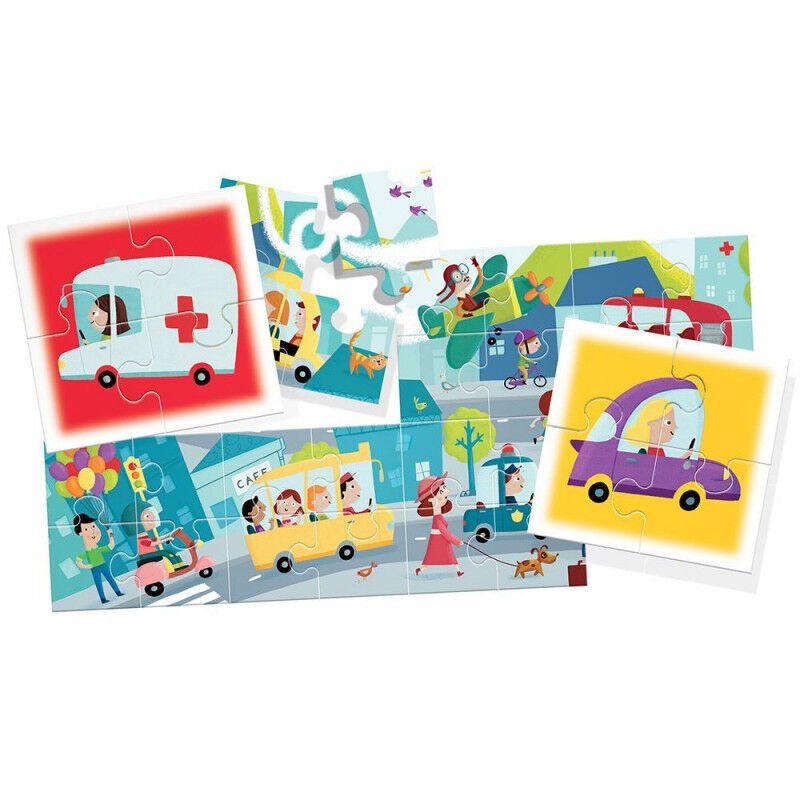 Headu 8+1 Çift Taraflı Şehir Puzzle Araçlar