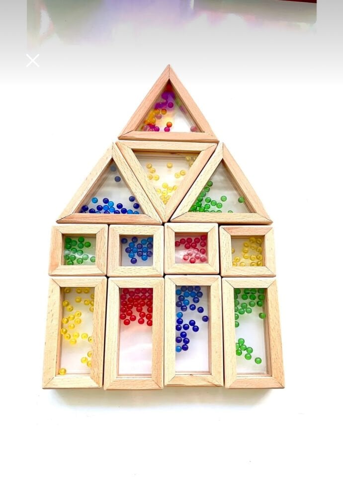 Waldorf Ahsap Oyuncak Gökkusagi Boncuklu Rainbow Bloklari 12 Parça