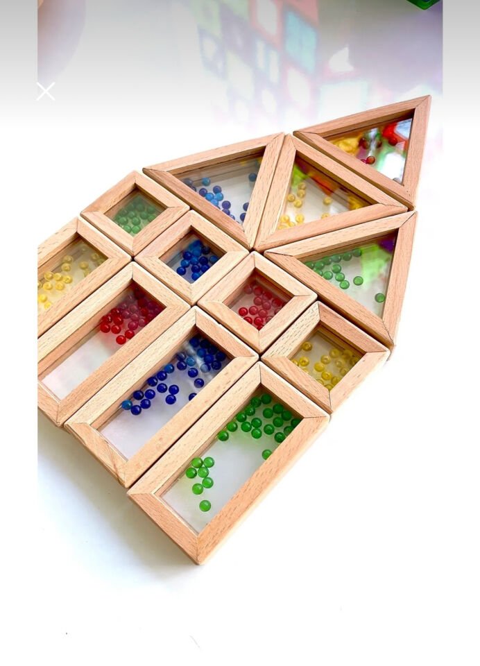 Waldorf Ahsap Oyuncak Gökkusagi Boncuklu Rainbow Bloklari 12 Parça