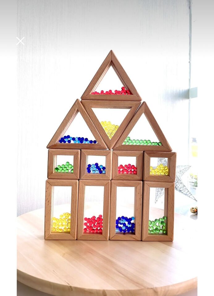 Waldorf Ahsap Oyuncak Gökkusagi Boncuklu Rainbow Bloklari 12 Parça