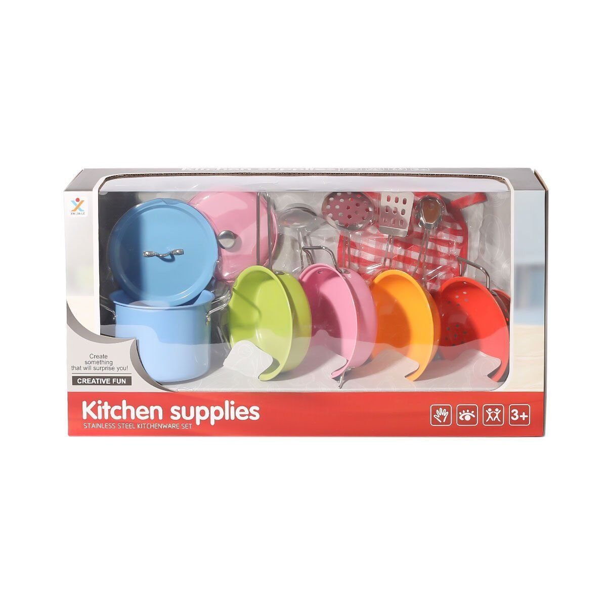 Renkli Metal Tencere Seti 12 parça Süzgeçli Büyük set