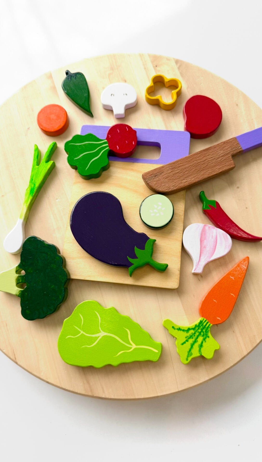 Waldorf Ahşap Oyuncak Sebze Kesme Seti – 16 Parça