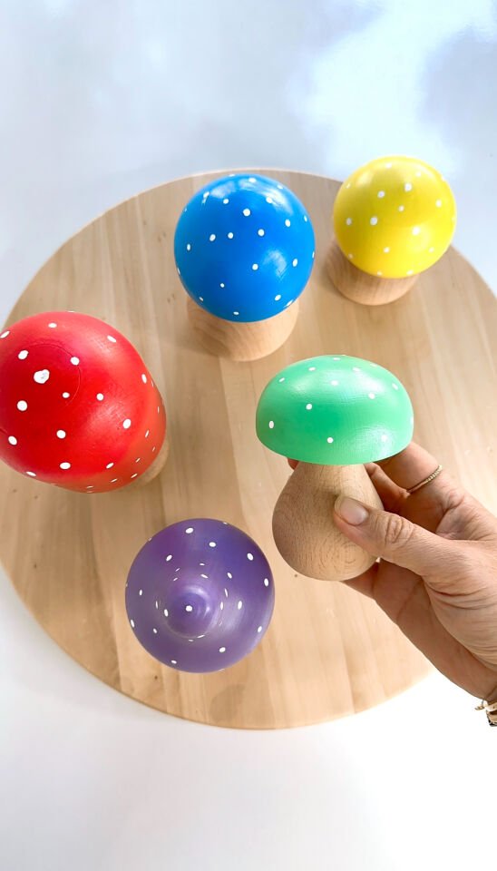 Waldorf Ahşap Oyuncak Büyük Boy Mantar Seti (5 adet)