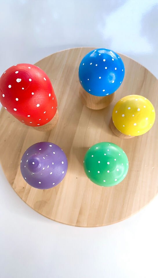 Waldorf Ahşap Oyuncak Büyük Boy Mantar Seti (5 adet)