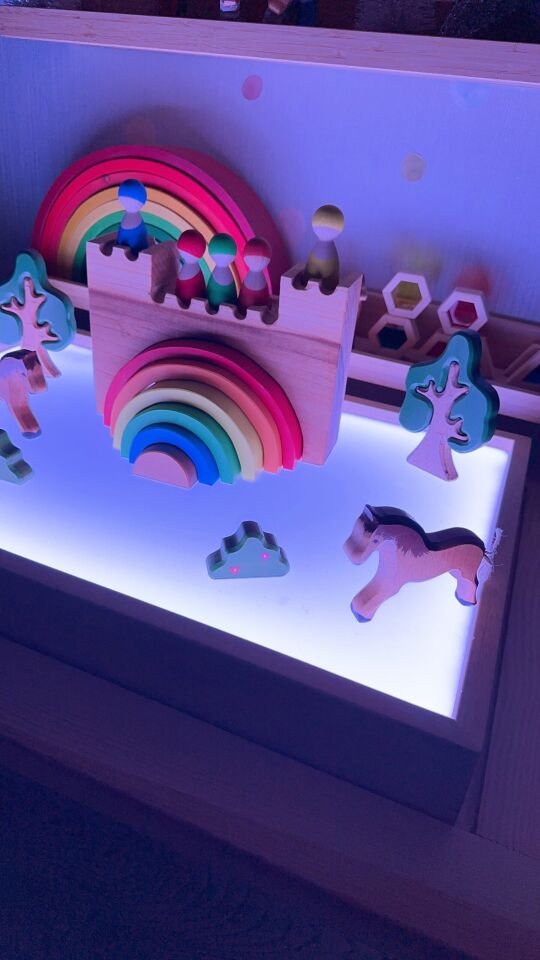 Waldorf Ahşap Oyuncak Gökkuşağı Şatosu Peg Bebekli