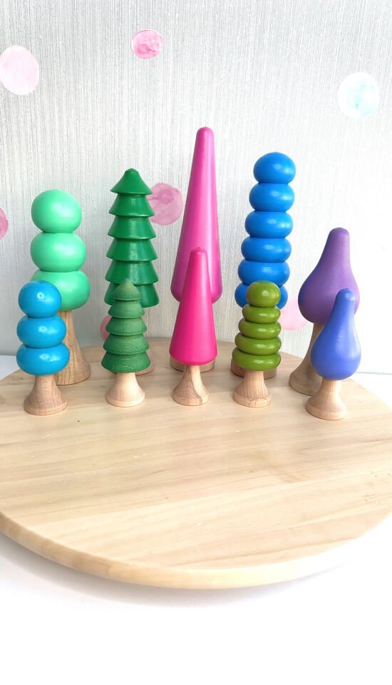 Waldorf Ahşap Oyuncak Büyük Boy Ağaç Seti (5 adet)