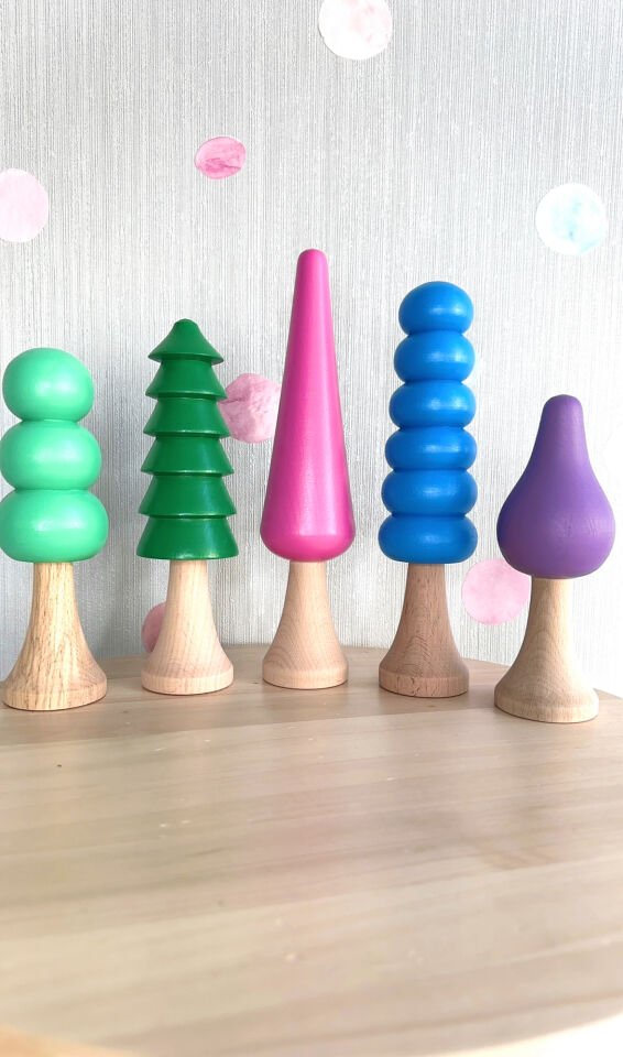 Waldorf Ahşap Oyuncak Büyük Boy Ağaç Seti (5 adet)