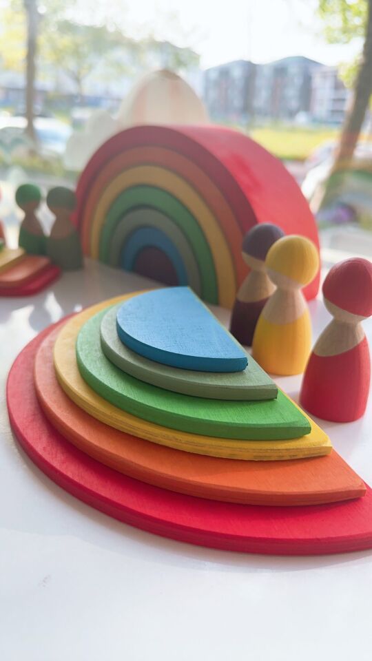 Waldorf Ahşap Oyuncak Gökkuşağı 4’lü set Orta Boy
