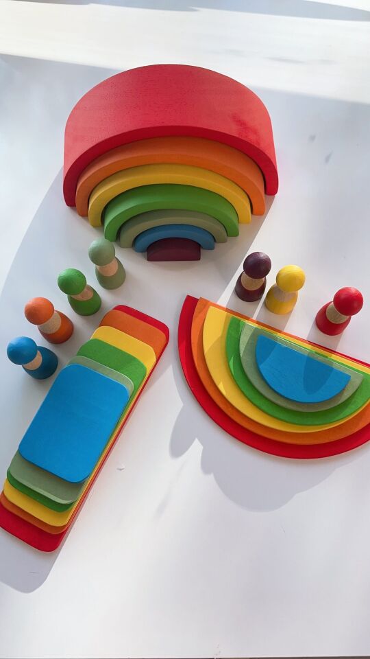 Waldorf Ahşap Oyuncak Gökkuşağı 4’lü set Orta Boy