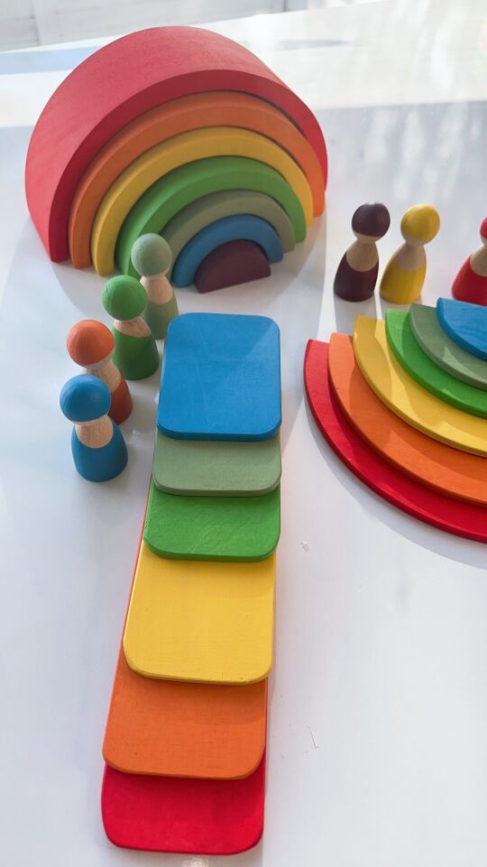 Waldorf Ahşap Oyuncak Gökkuşağı 4’lü set Orta Boy