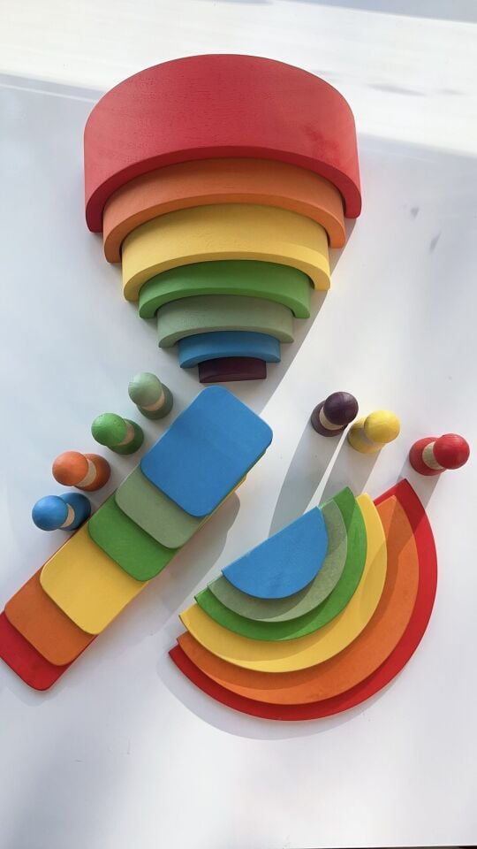 Waldorf Ahşap Oyuncak Gökkuşağı 4’lü set Orta Boy