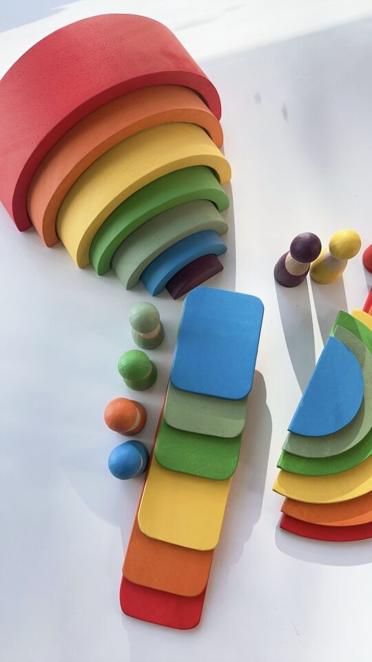 Waldorf Ahşap Oyuncak Gökkuşağı 4’lü set Orta Boy