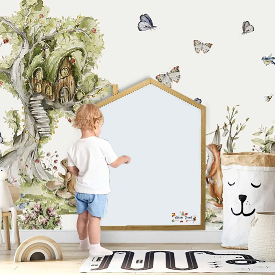 Montessori Ahşap Manyetik Ev Yazı Tahtası XLarge boy ( 86 x 116 cm )