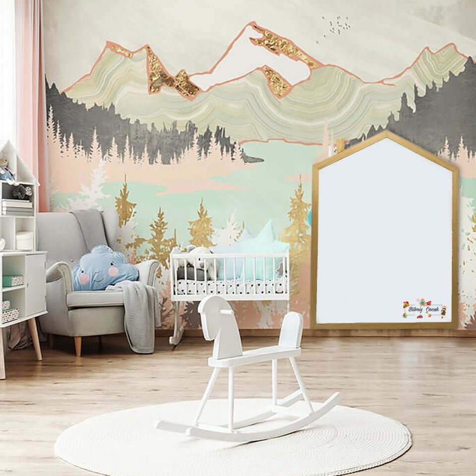 Montessori Ahşap Manyetik Ev Yazı Tahtası XLarge boy ( 86 x 116 cm )