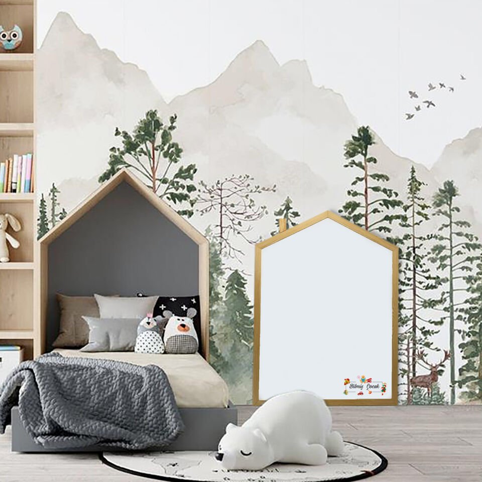 Montessori Ahşap Manyetik Ev Yazı Tahtası XLarge boy ( 86 x 116 cm )