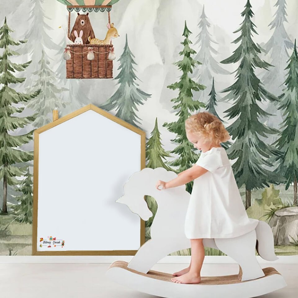 Montessori Ahşap Manyetik Ev Yazı Tahtası XLarge boy ( 86 x 116 cm )