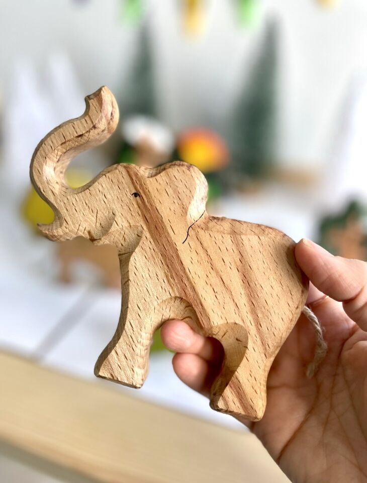 Waldorf Doğal Ahşap Oyuncak Afrika Safari Hayvanlar Oyun Seti