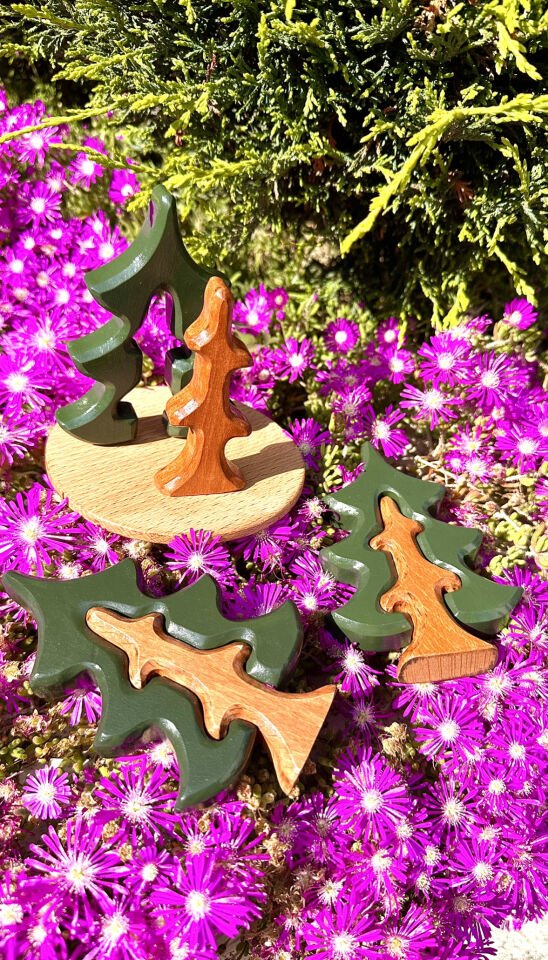 Waldorf Ahşap Oyuncak Çam Ağacı Puzzle 1 Adet Ağaç (2 Parça)