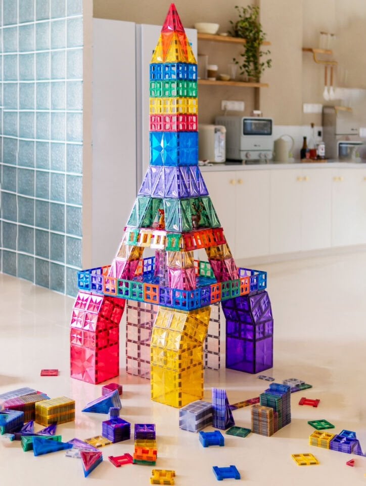 Magnetic Tiles 112 Parça Manyetik Yapı Blokları 1 arabalı Magnetic Tiles