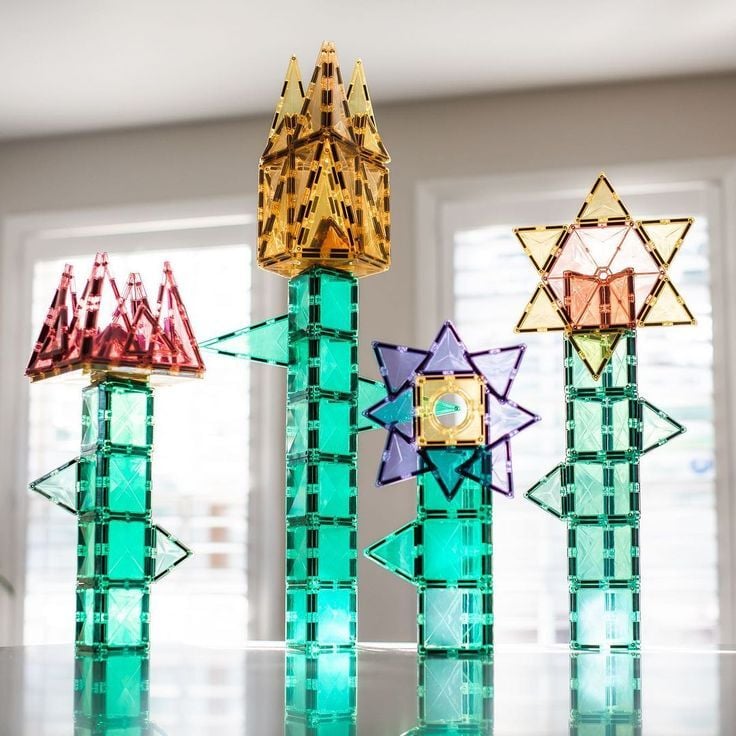 Magnetic Tiles 152 Parça Manyetik Yapı Blokları 2 arabalı Magnetic Tiles