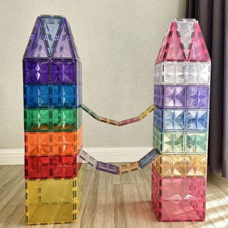 Magnetic Tiles 152 Parça Manyetik Yapı Blokları 2 arabalı Magnetic Tiles