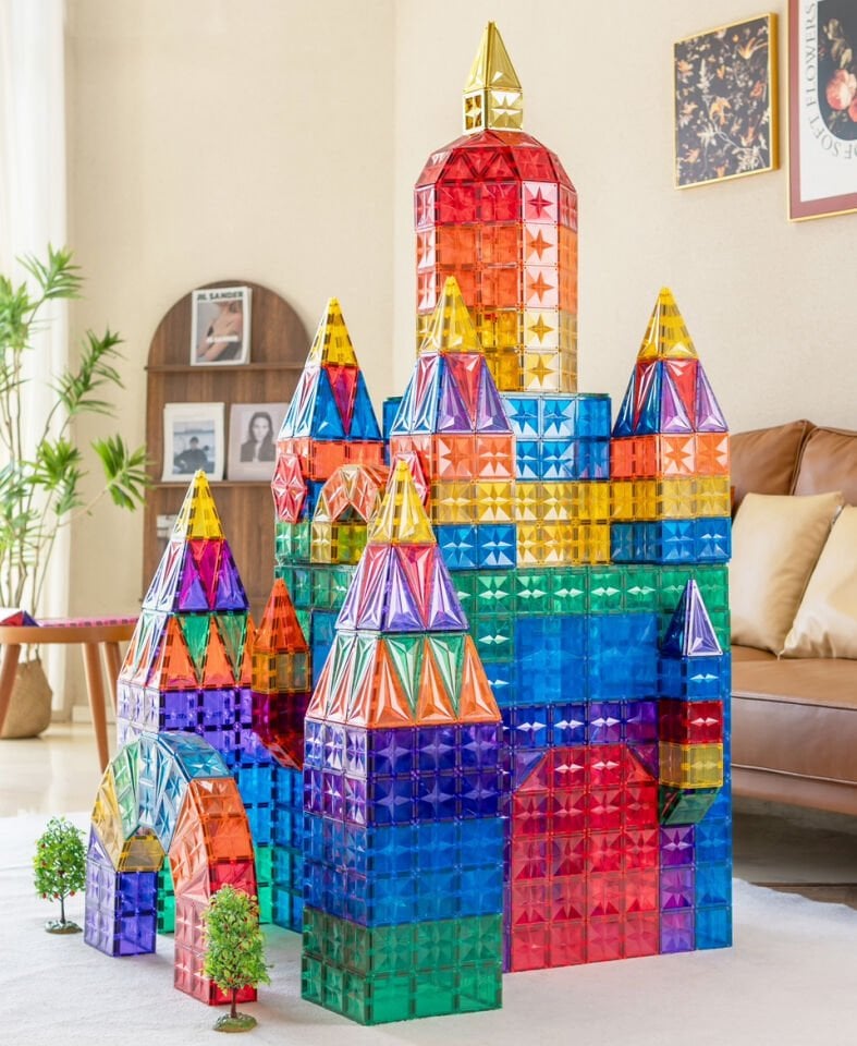 Magnetic Tiles 152 Parça Manyetik Yapı Blokları 2 arabalı Magnetic Tiles