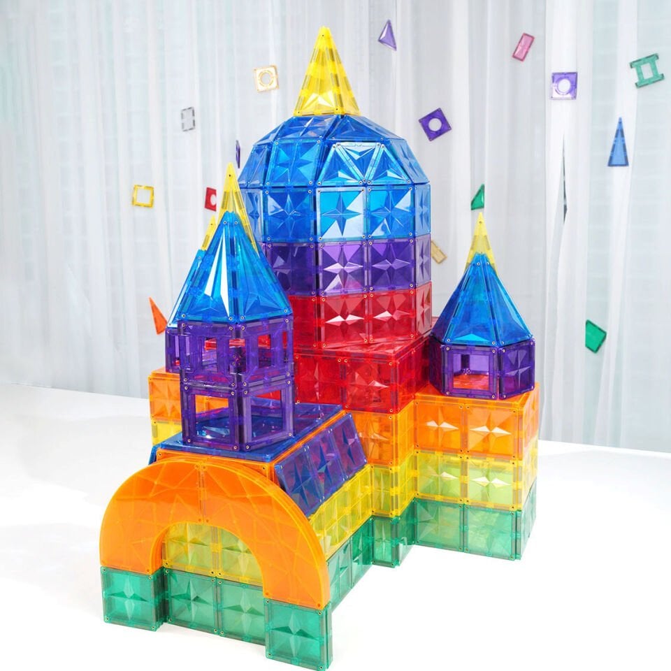 Magnetic Tiles 152 Parça Manyetik Yapı Blokları 2 arabalı Magnetic Tiles