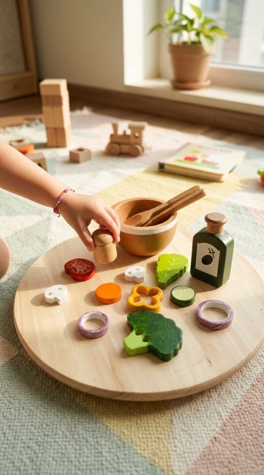 Waldorf Ahşap Oyuncak Kaseli Salata Seti 14 parça