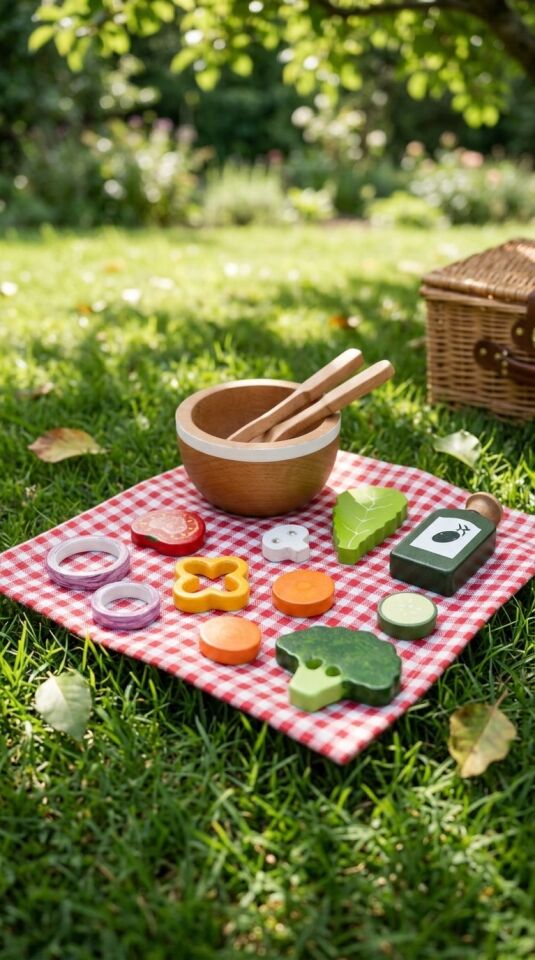 Waldorf Ahşap Oyuncak Kaseli Salata Seti 14 parça