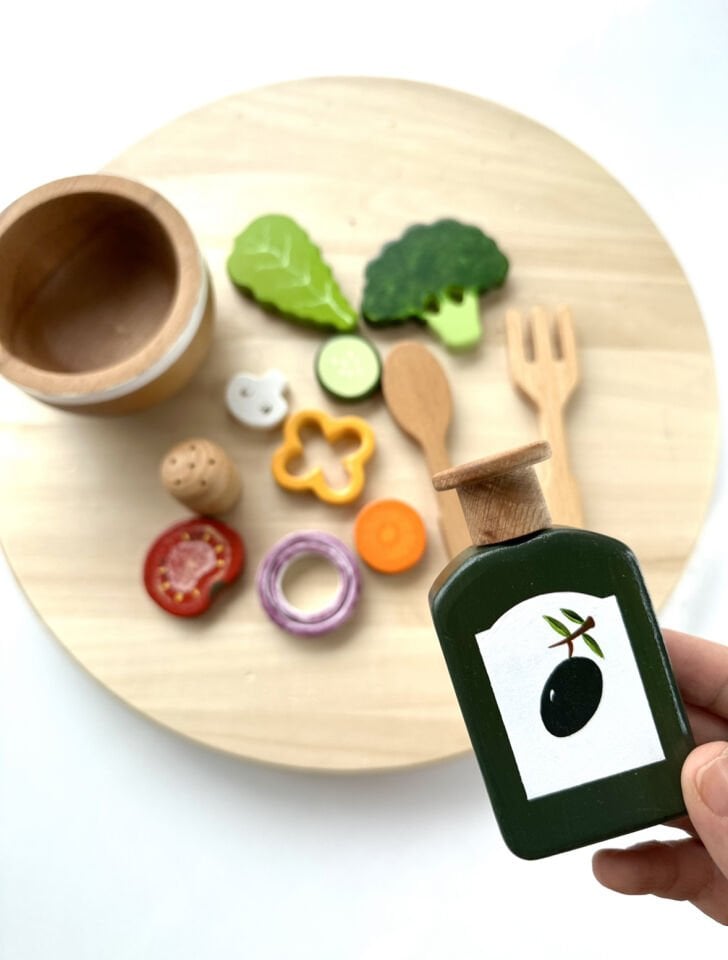 Waldorf Ahşap Oyuncak Kaseli Salata Seti 14 parça