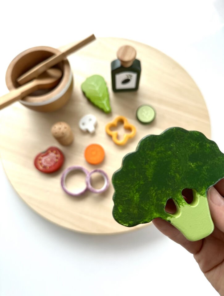 Waldorf Ahşap Oyuncak Kaseli Salata Seti 14 parça