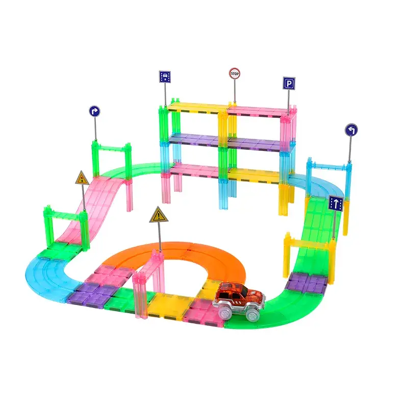 Magnetic Tiles Mıknatıslı Yapı Blokları Araba Yolu (126 parça)