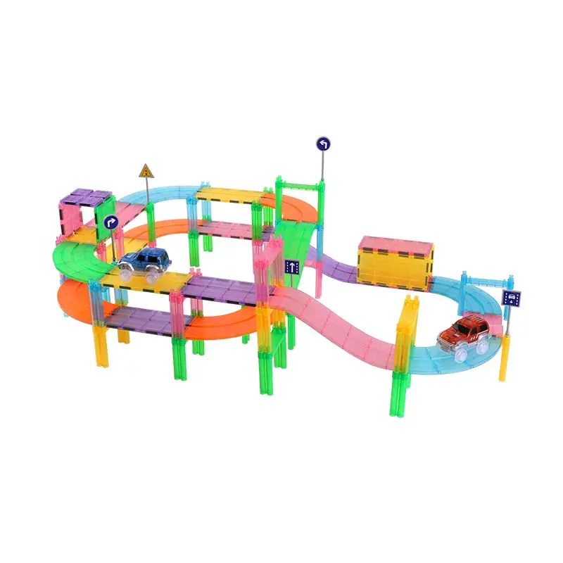 Magnetic Tiles Mıknatıslı Yapı Blokları Araba Yolu (126 parça)