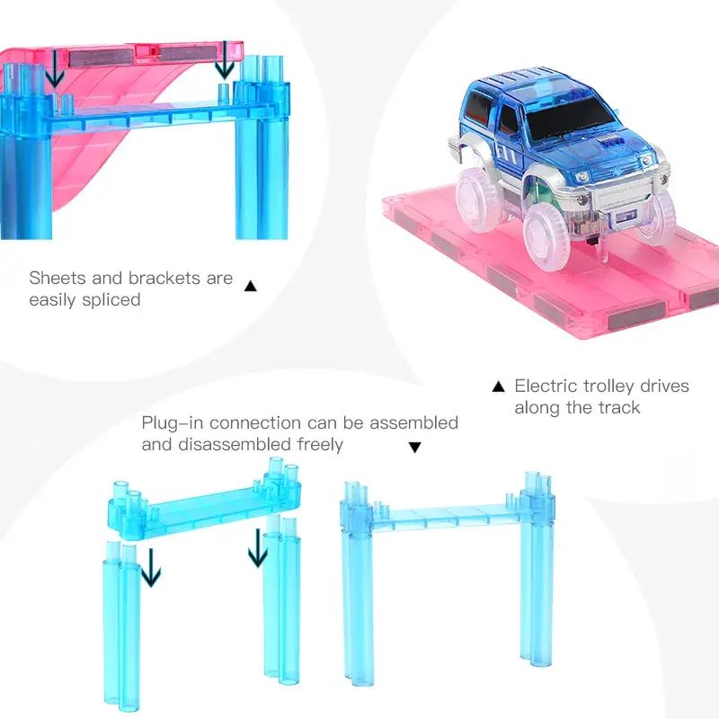 Magnetic Tiles Mıknatıslı Yapı Blokları Araba Yolu (126 parça)