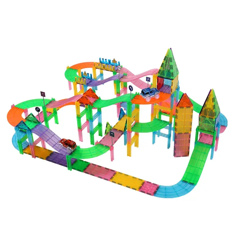 Magnetic Tiles Mıknatıslı Yapı Blokları Araba Yolu (126 parça)