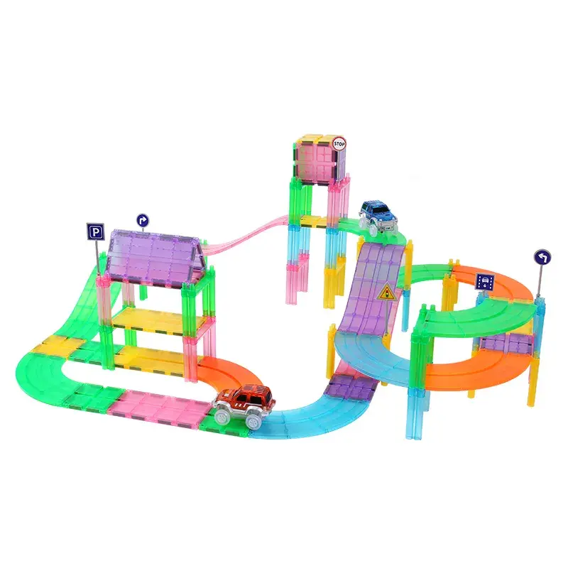 Magnetic Tiles Mıknatıslı Yapı Blokları Araba Yolu (126 parça)
