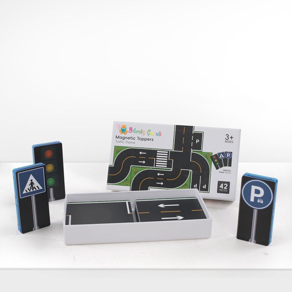 Manyetik Blok Pvc Üstler Trafik Teması 42 Parça