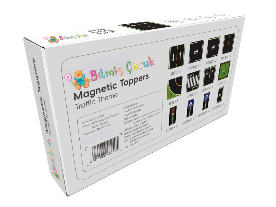 Manyetik Blok Pvc Üstler Trafik Teması 42 Parça