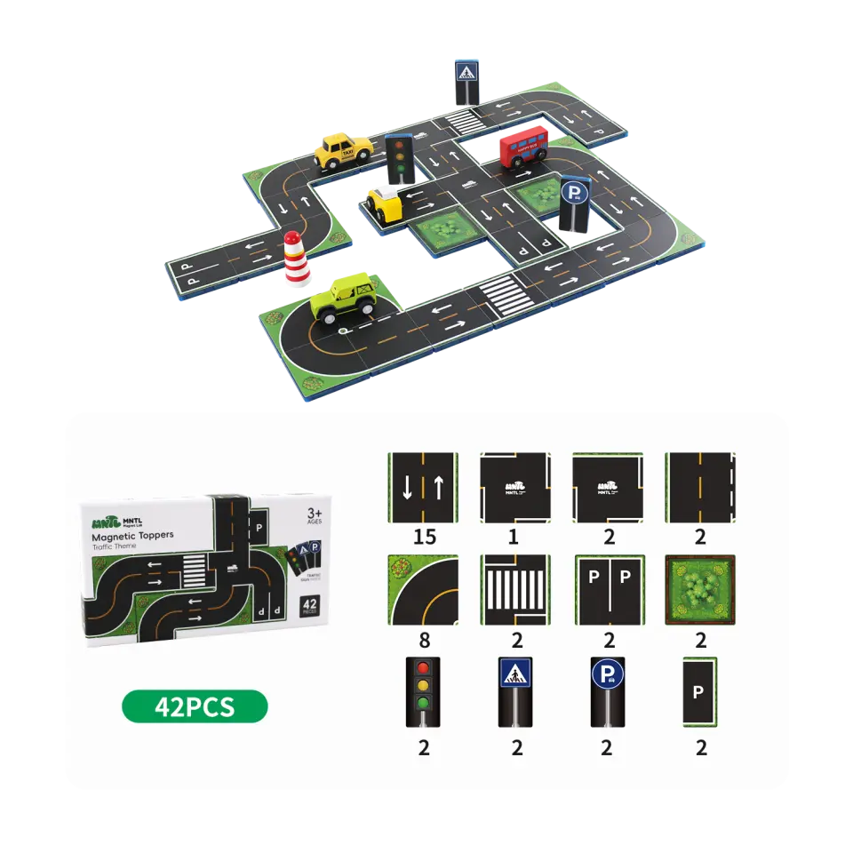 Manyetik Blok Pvc Üstler Trafik Teması 42 Parça