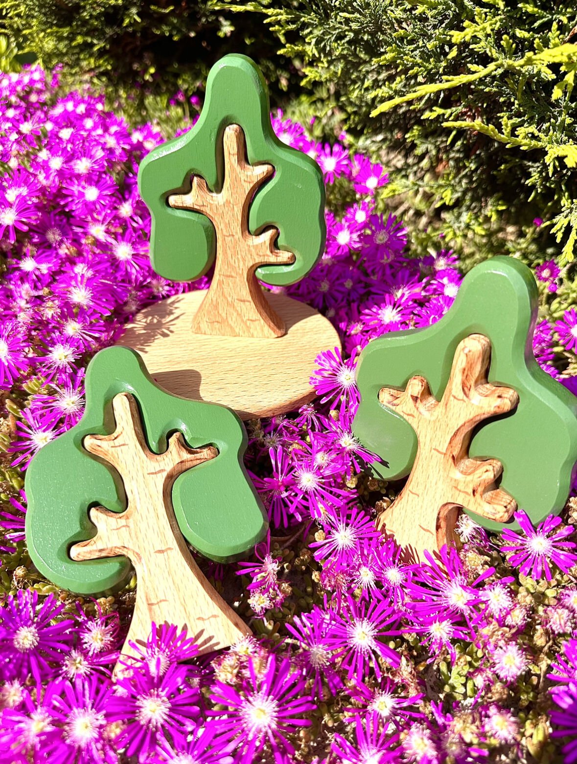 Waldorf Ahşap Oyuncak Meşe Ağacı Puzzle 1Adet Ağaç (2 Parça)