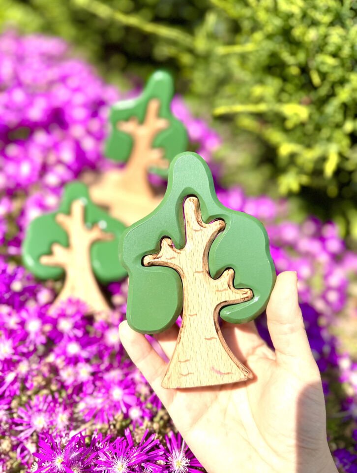 Waldorf Ahşap Oyuncak Meşe Ağacı Puzzle 1Adet Ağaç (2 Parça)